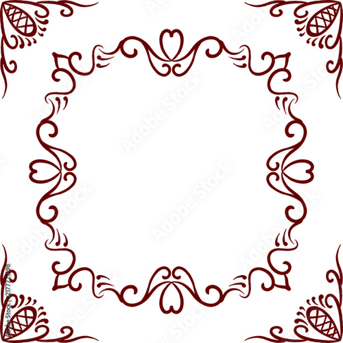 Classic Heart Swirl Vintage Frame Vector for Valentine and Wedding Border