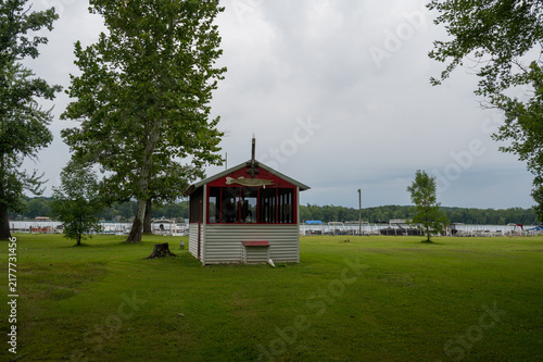 Fish cleaning station by lake, rural Michigan
