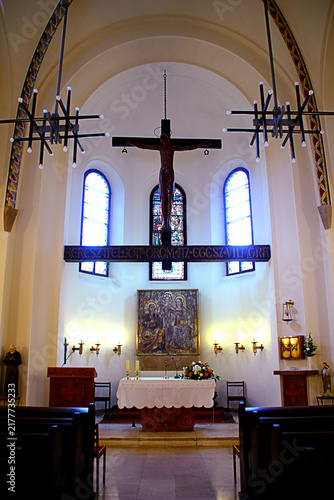 Konstfotografi BUDAPEST, HUNGARY - AUGUST 31, 2025: Interior of the Jak Chapel