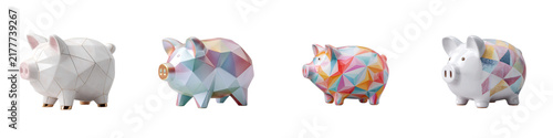 Geometric Piggy Banks: Modern Savings Concept with Colorful Designs