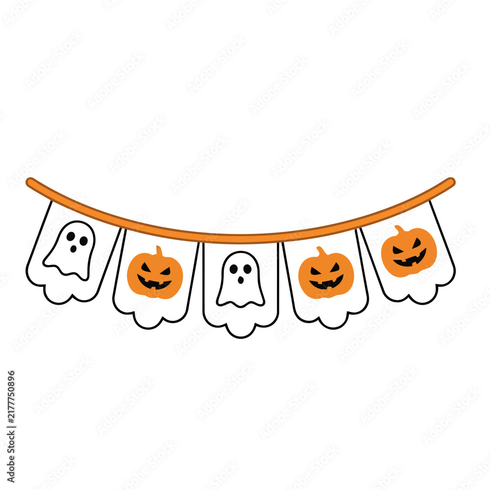 Fototapeta premium Halloween Banner with Pumpkins and Ghosts