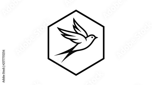 Abstract bird in hexagon symbol