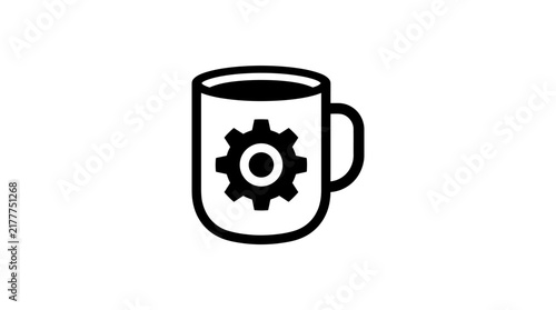 Coffee mug with gear icon