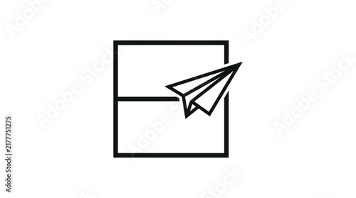 Paper airplane launching from abstract window frame