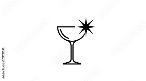 Elegant glassware with sparkle icon