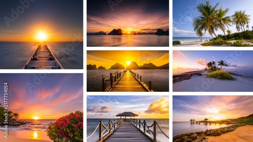 Stunning Collection of Breathtaking Vacation Destinations Displayed in Vibrant Sunset Imagery
