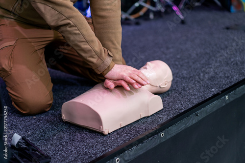 CPR Training and First Aid Practice on Medical Manikin