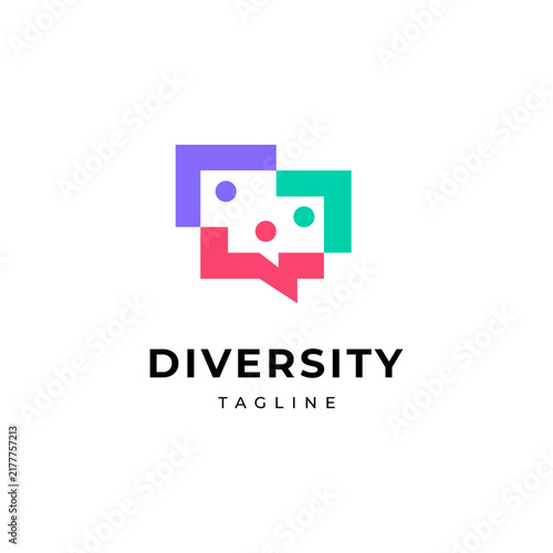 people talk diversity family together human unity chat logo vector icon illustration