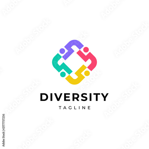 Diversity people, Community, Teamwork, Family, colorful logo vector icon illustration.