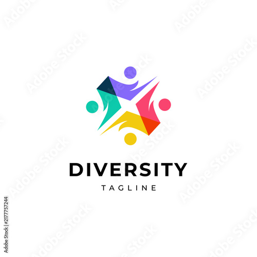 Diversity people, Community, Teamwork, Family, colorful logo vector icon illustration.