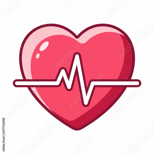 Heart Rate EKG Pulse Flat Vector Illustration Medical Icon Design