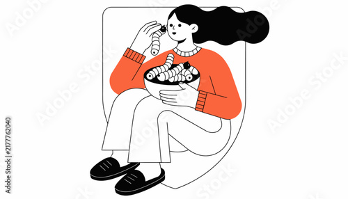 woman eating popcorn and watching TV
