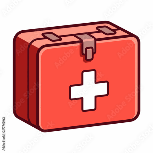 Red First Aid Kit Flat Vector Illustration For Healthcare Web Design