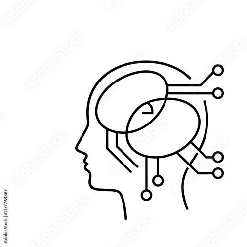 Human head outline with circuits