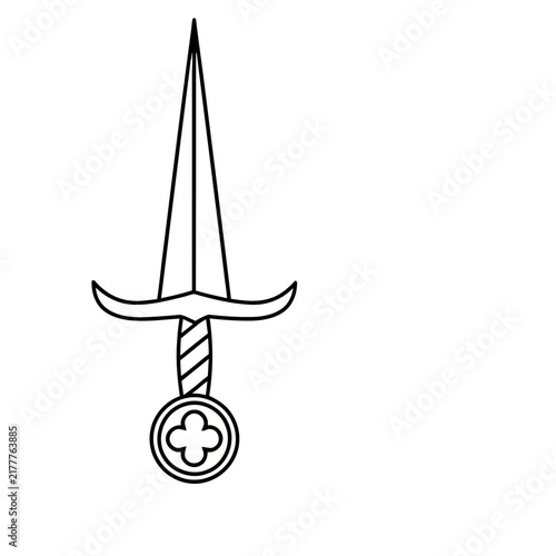 Outline of a sword with a clover pommel