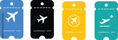 Set of colorful airline travel boarding pass tickets vector