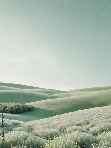 Green grass at fog