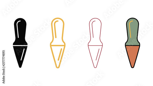 Foto Set of four avocado slicer tool silhouettes in different styles isolated on whit