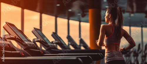 Fit Woman Preparing for Workout at Sunset