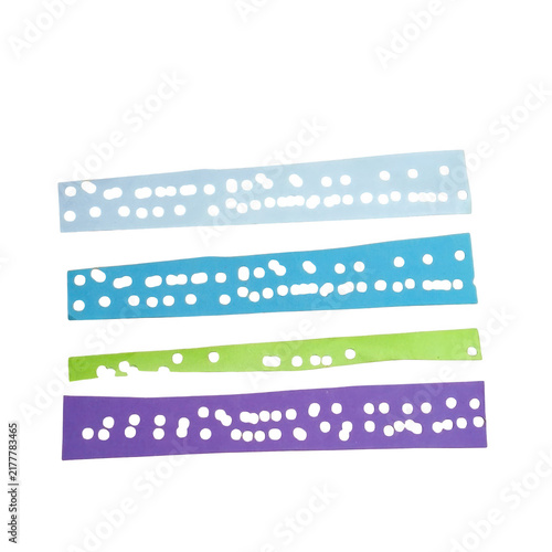 Horizontal stripes with circular patterns in white, blue, green, and purple colors white circles blue circles