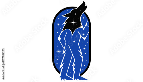 wolf howling at night sky with stars