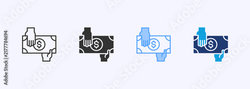 Konstfotografi Compensation Icon Set Multiple Style Collection Vector Illustration