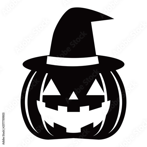 魔女の帽子をかぶったハロウィンのカボチャランタン
