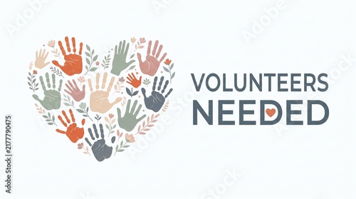 Volunteers needed heart with handprints design