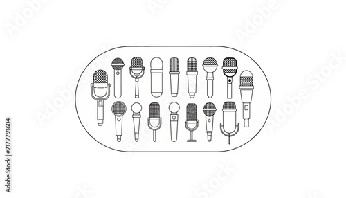 collection of microphones, various types of microphones