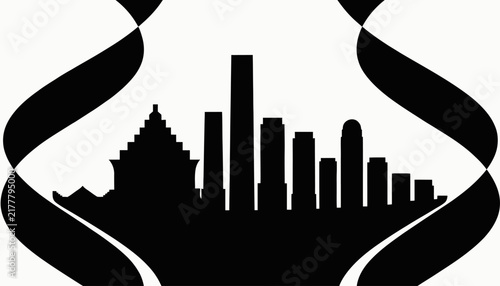 city skyline in hands, urban protection concept