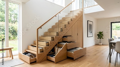 Hidden storage staircase.