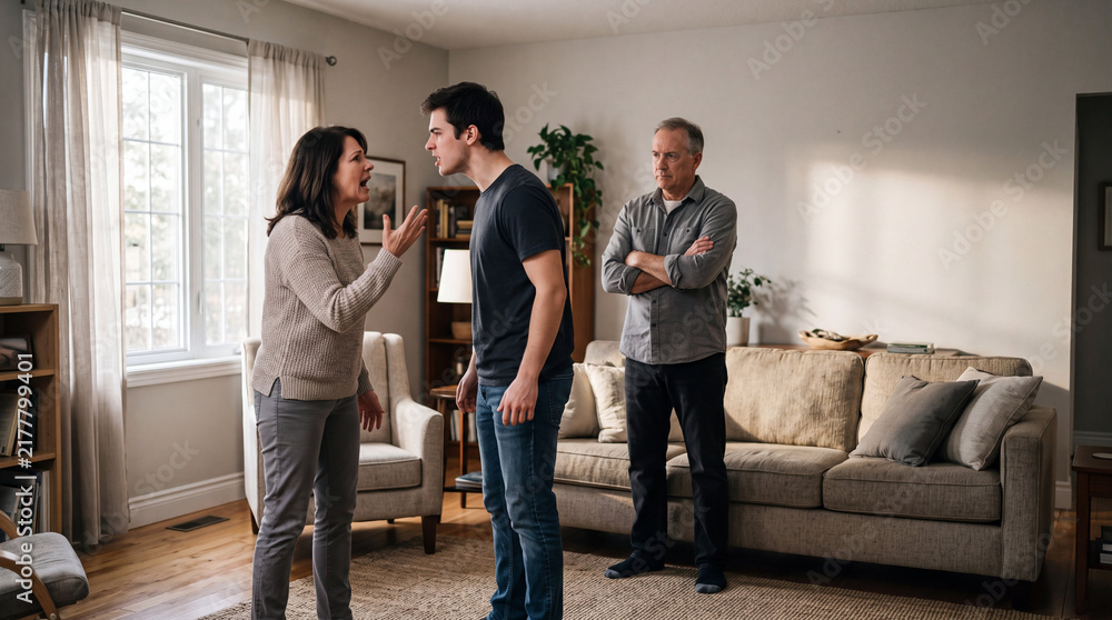 Obraz premium Tense family discussion in the living room