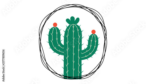 cactus plant with red fruits in circle