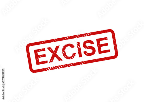 Red excise duty stamp with bold text illustration