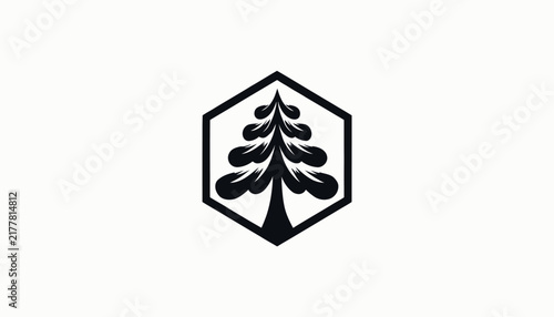 black tree logo in hexagon shape