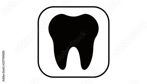 black tooth icon on white background