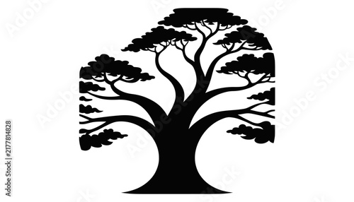 black tree silhouette on white background