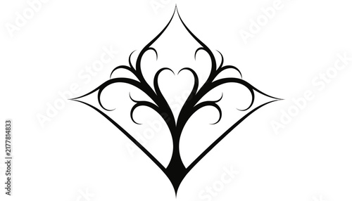 black tree logo, heart shaped leaves, decorative symbol