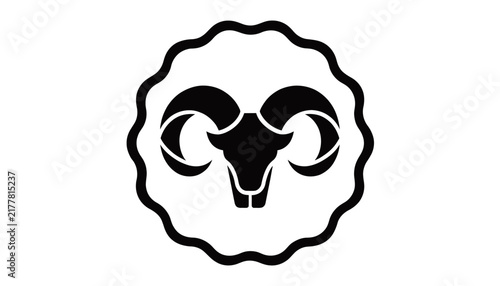 black ram head logo on white background