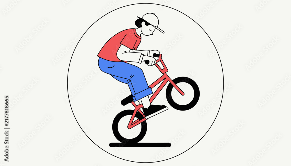 Fototapeta premium BMX rider performing trick on red bicycle