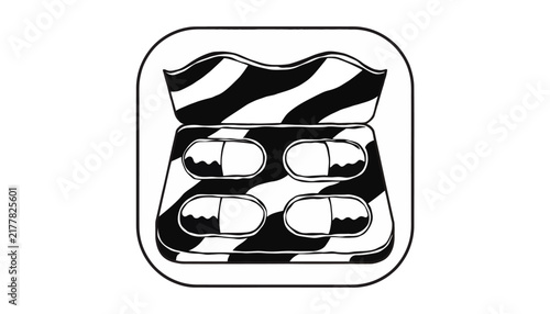 black and white zebra pattern blister pack