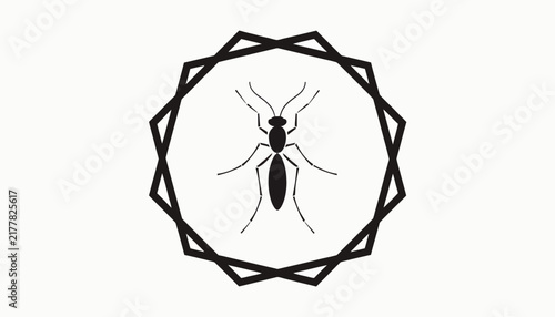 black ant insect in geometric circle