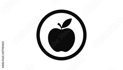 black apple logo in circle