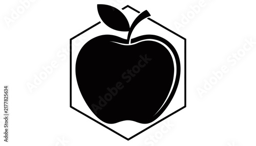 black apple logo in hexagon shape