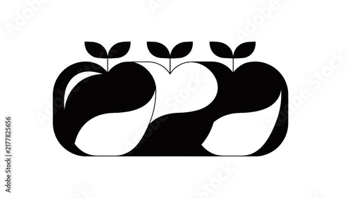 black apples with leaves isolated on transparent background