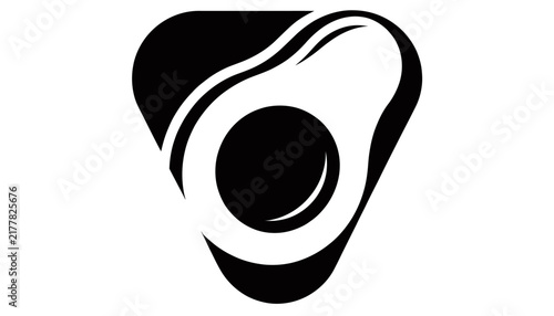 black avocado icon, halved fruit symbol