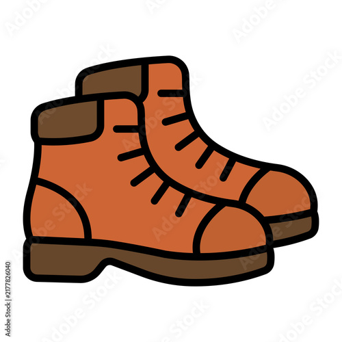 Vector brown hiking boots icon