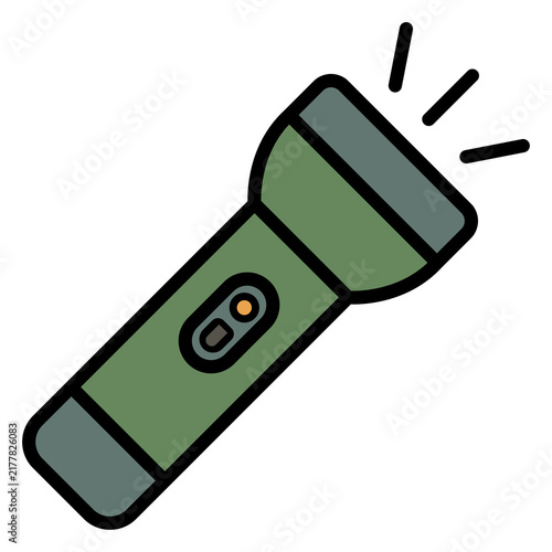 Vector green flashlight icon isolated on a black background.