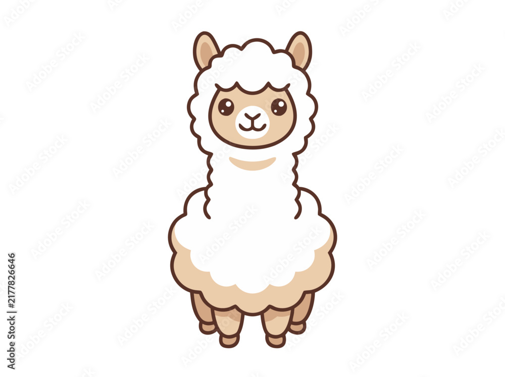 Naklejka premium Cute fluffy alpaca vector illustration character design isolated on white background