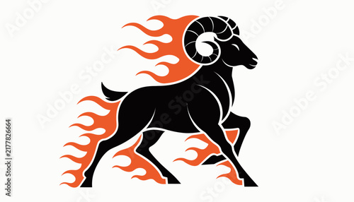 aries zodiac symbol with flames